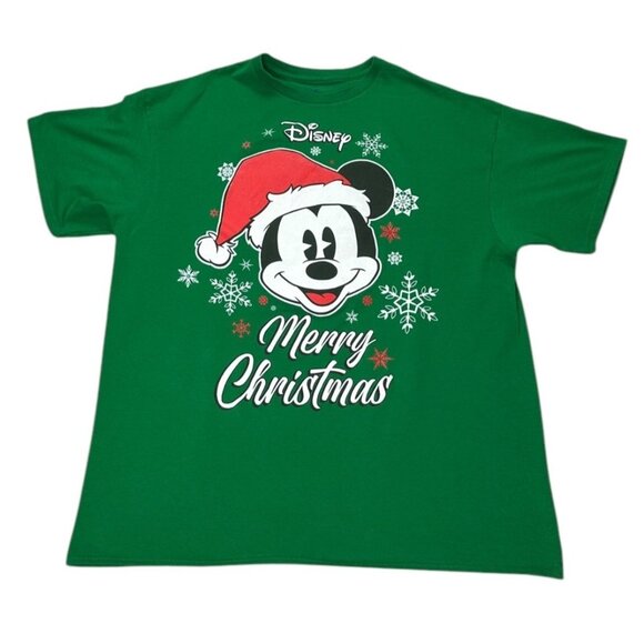 Vintage Disney Mickey Mouse Merry Christmas Green T-Shirt Size S Cotton Adults - Picture 1 of 7